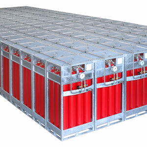 Gas cylinder bundles beside eachother