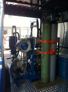 SKID mobil műhely tűzoltókészülékek karbantartásához SKID mobil műhely tűzoltókészülékek karbantartásához