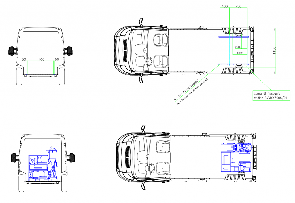Autóba építés méretek- tűzoltókészülék karbantartó mobil műhely SKID