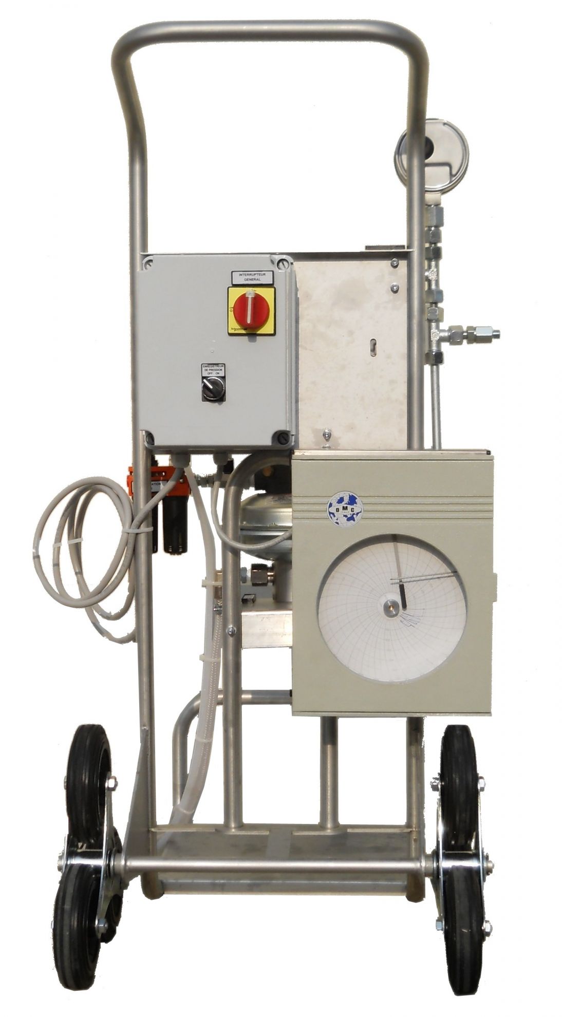 Analóg körkörös nyomsérték regiszter víznyomáspróbához és folyadékokhoz egy N7/4 pumpán