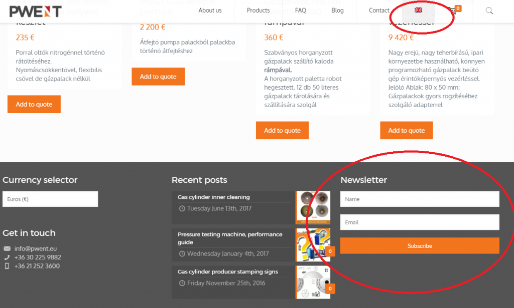 Newsletter subscription