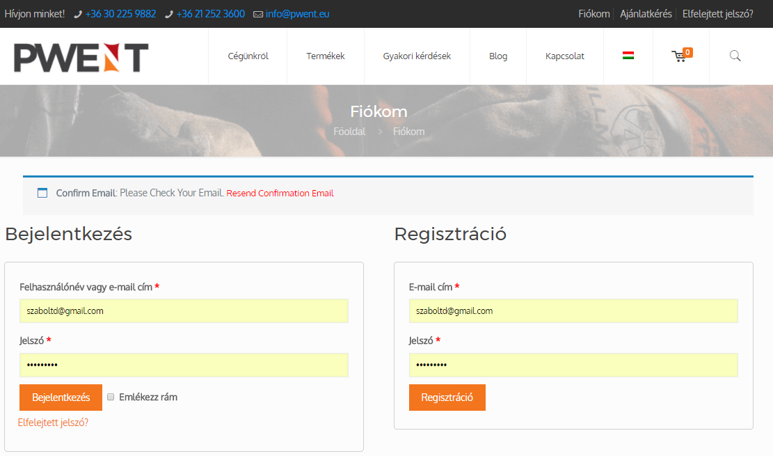 Guide for Creation of Account at PWENT