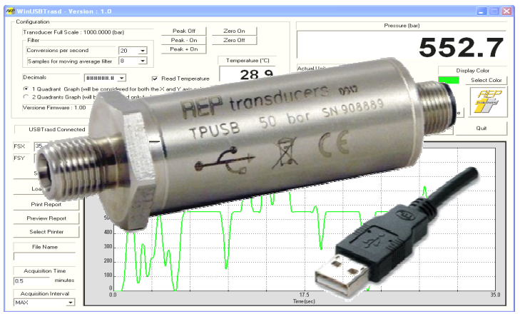 Nyomástávadó USB csatlakozással