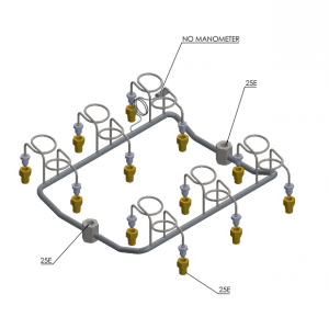 Gázpalack köteg gyűjtőcsövezés 12 gázpalackhoz