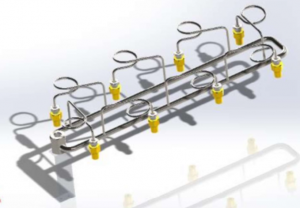 Gázpalack gyűjtőcsövezés 8 palackos gázpalack köteghez