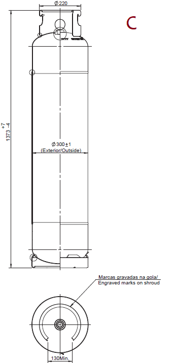 gas cylinder dimensions low pressure
